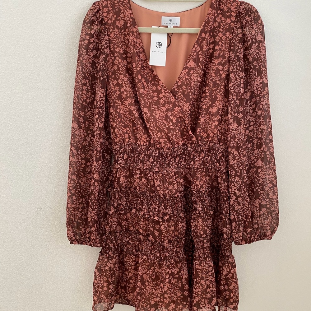 Socialite Long Sleeve Floral Print Minidress